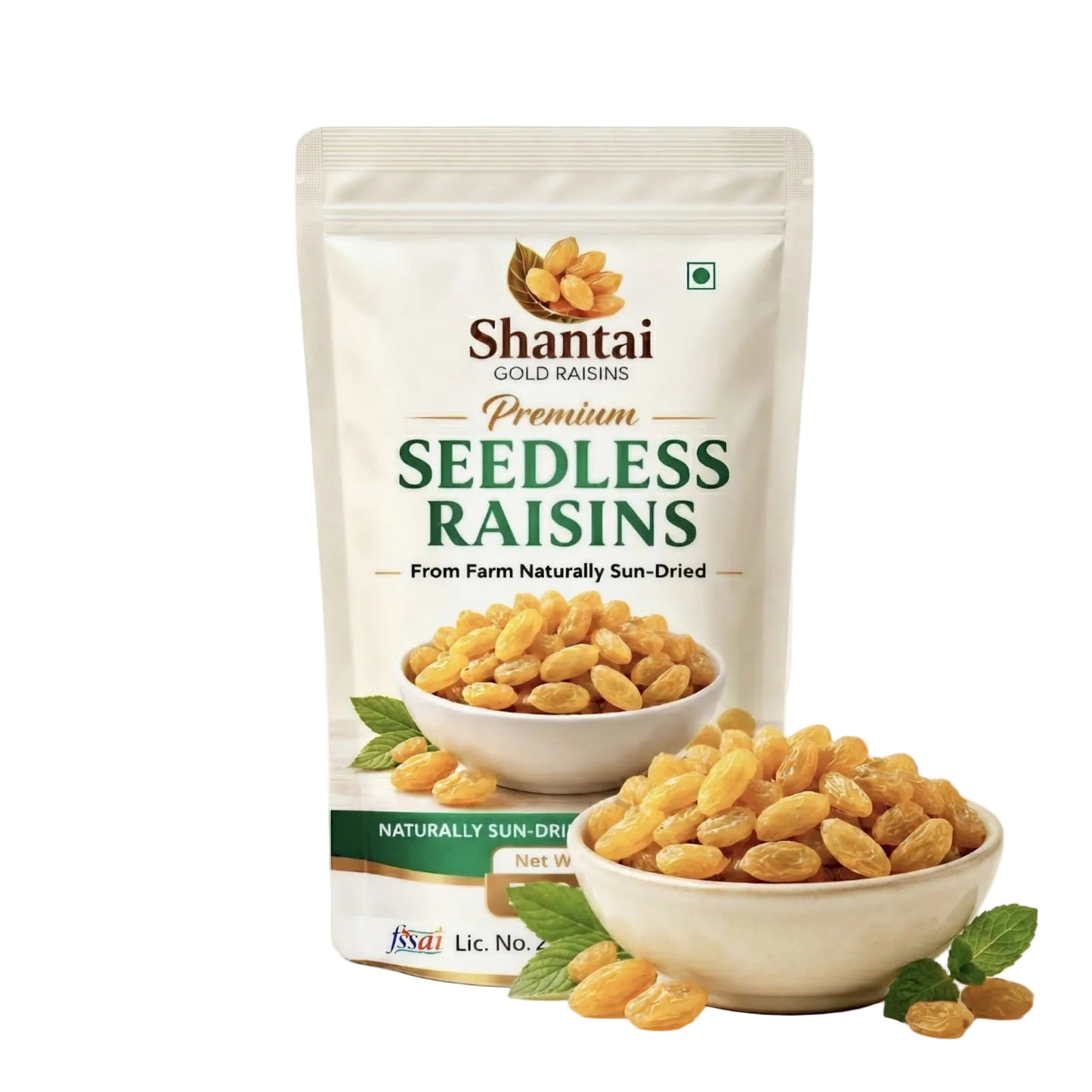 Shantai Gold Raisins (Kishmish) – Premium A1 Quality | Naturally Sun-Dried | Soft & Sweet