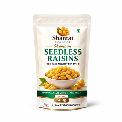 Shantai Gold Raisins (Kishmish) – Premium A1 Quality | Naturally Sun-Dried | Soft & Sweet